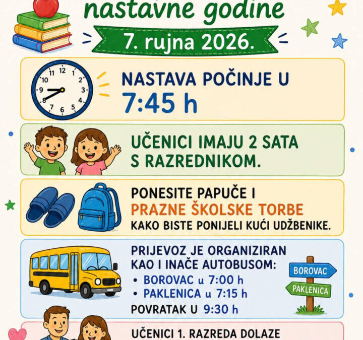 Obavijest o početku nastavne godine